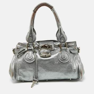 Pre Owned Chloe Silver Leather Paddington Satchel