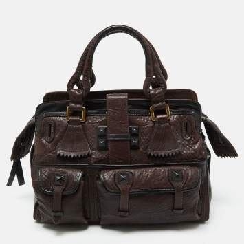 Pre Owned Chloe Brown/Black Leather Pockets Tote