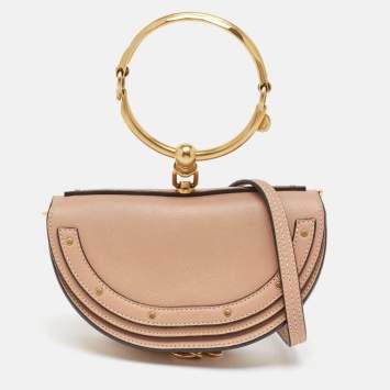 Pre Owned Chloe Beige Leather Nile Minaudiere Crossbody Bag