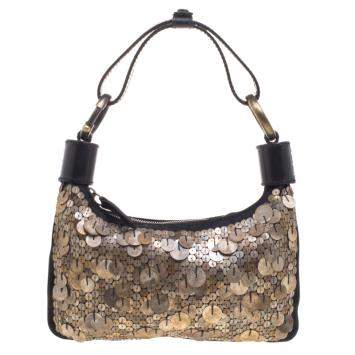 Pre Owned Chloe Black and Metallic Sequin Embellished Shoulder Bag