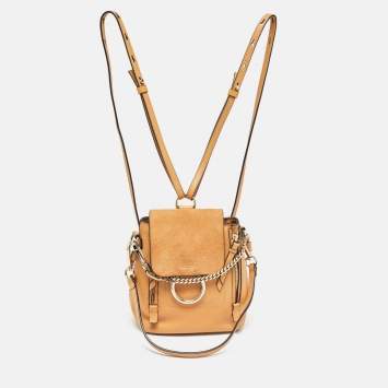 Pre Owned Chloe Tan Leather and Suede Mini Faye Daye Backpack