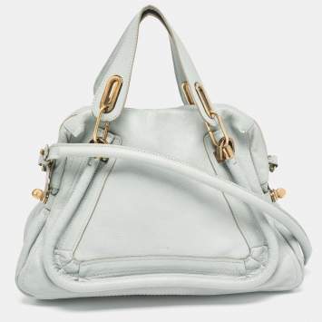Pre Owned Chloe Light Green Leather Medium Paraty Bag