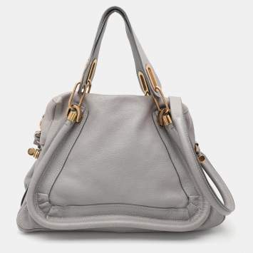 Pre Owned Chloe Grey Leather Medium Paraty Shoulder Bag