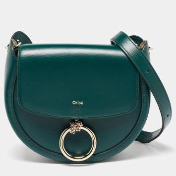 Pre Owned Chloe Green Leather Arlène Small Flap Crossbody Bag