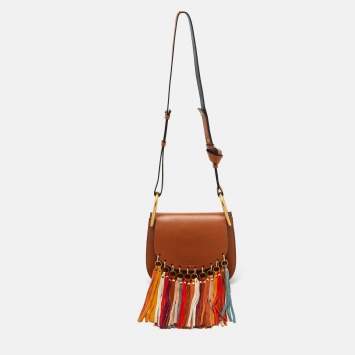 Pre Owned Chloe Brown Leather Small Hudson Fringe Shoulder Bag