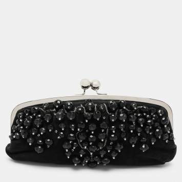 Pre Owned Chloe Black Suede Embellished Clutch