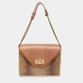 Pre Owned Chloe Tricolor Python Medium Sally Shoulder Bag