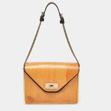 Pre Owned Chloe Orange Python and Leather Medium Sally Shoulder Bag