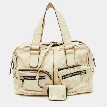 Pre Owned Chloe Cream Leather Betty Zip Satchel