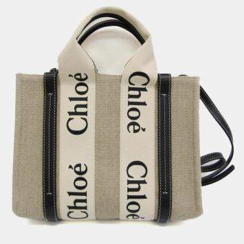 Pre Owned Chloe Neutrals Canvas and Leather Tote Bag