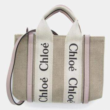 Pre Owned Chloe Neutrals Canvas and Leather Tote Bag