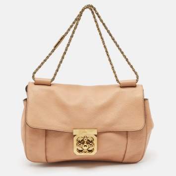 Pre Owned Chloe Peach Leather Medium Elsie Shoulder Bag
