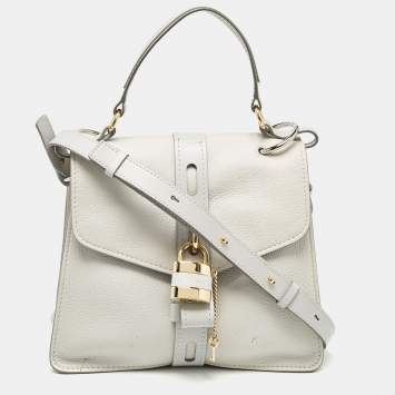 Pre Owned Chloe Two Tone Grey Leather Medium Aby Day Top Handle Bag
