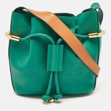 Pre Owned Chloe Green/Brown Leather Emma Shoulder Bag
