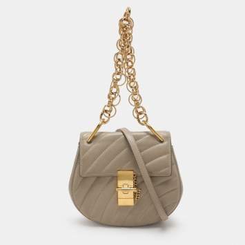 مملوكة مسبقًا Chloe Beige Leather Drew Bijou Crossbody Bag