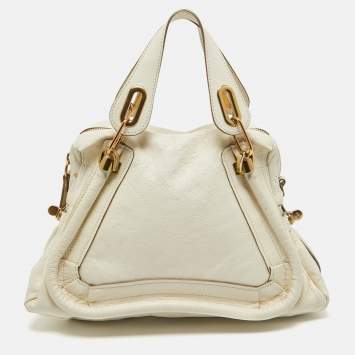 Pre Owned Chloe off White Leather Medium Paraty Shoulder Bag