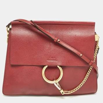 Pre Owned Chloe Red Leather Medium Faye Shoulder Bag