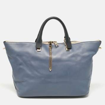 Pre Owned Chloe Two Tone Blue Leather Large Baylee Tote