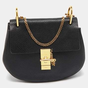 Pre Owned Chloe Black Leather Medium Drew Shoulder Bag