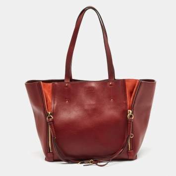 Pre Owned Chloe Burgundy Leather and Suede Medium Milo Tote