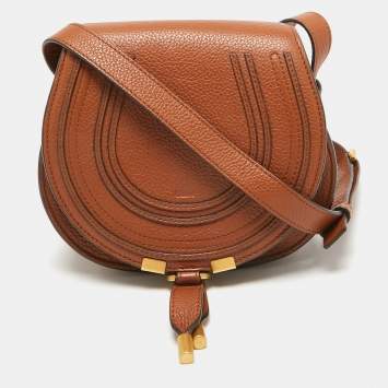 Pre Owned Chloe Brown Leather Small Marcie Saddle Bag