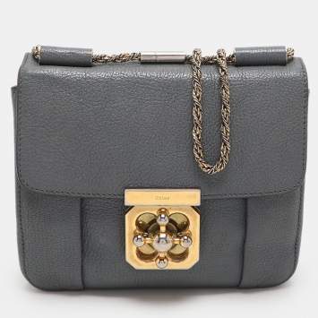 Pre Owned Chloe Grey Leather Small Elsie Shoulder Bag