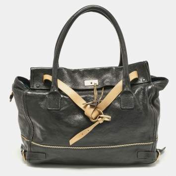 Pre Owned Chloe Black/Tan Leather Marlow Tote