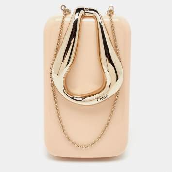 Pre Owned Chloe Beige Acrylic Perspex Kiss Clutch Bag