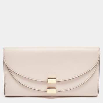 Pre Owned Chloe Beige Leather Georgia Flap Continental Wallet