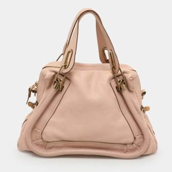 Pre Owned Chloe Peach Leather Medium Paraty Bag