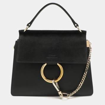 Pre Owned Chloé Black Leather and Suede Small Faye Shoulder Bag