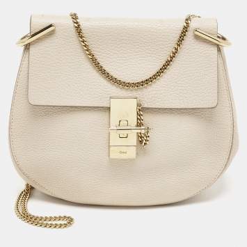 Pre Owned Chloe Light Beige Leather Medium Drew Shoulder Bag