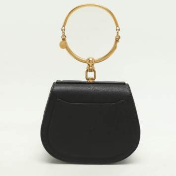 Pre Owned Chloé Black Leather and Suede Small Nile Bracelet Crossbody Bag