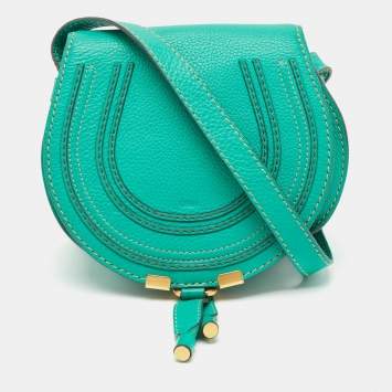 Pre Owned Chloe Light Green Leather Mini Marcie Crossbody Bag