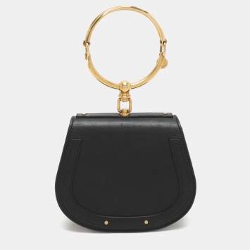 Chloé Black Leather and Suede Small Nile Bracelet Crossbody Bag