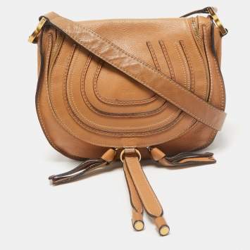 Chloe Brown Leather Medium Marcie Crossbody Bag