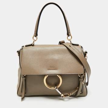Pre Owned Chloé Motty Grey Leather Small Faye Day Shoulder Bag