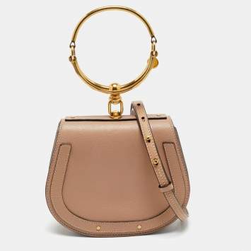 Chloe Beige Leather and Suede Small Nile Bracelet Shoulder Bag