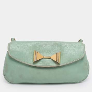 Pre Owned Chloe Green Leather Crossbody Bag