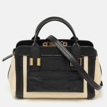 Chloe Black/Off White Leather Alice Satchel