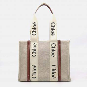 Pre Owned Chloe Medium Woody Beige/Brown Canvas & Leather Bag 