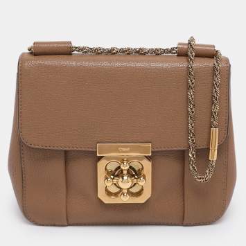 Pre Owned Chloe Brown Leather Small Elsie Shoulder Bag