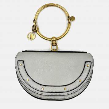 Pre Owned Chloe grey Leather Small Nile Bracelet Minaudiere Crossbody Bag