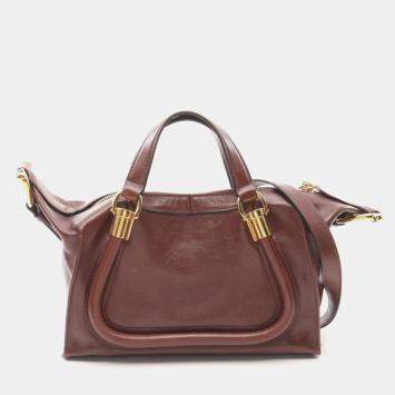 Pre Owned Chloe Paraty 24 Small Back Handbag Leather Brown