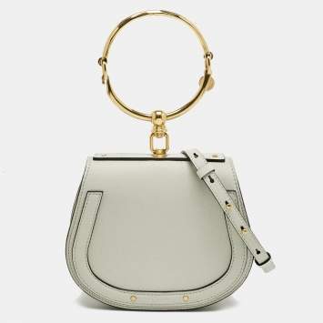 Pre Owned Chloe Grey Leather and Suede Small Nile Bracelet Shoulder Bag