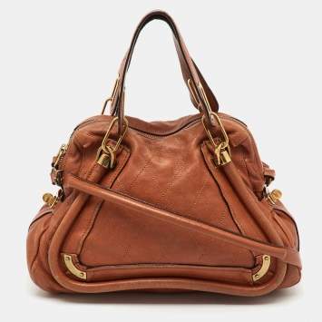 Pre Owned Chloe Brown Leather Medium Paraty Shoulder Bag