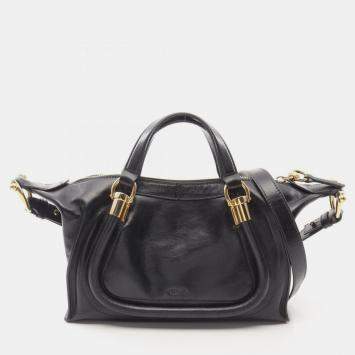 Pre Owned Chloe Chloe Paraty 24 Small Bag Handbag Leather Black