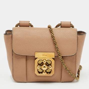 مملوكة مسبقًا Chloe Beige Leather Mini Elsie Crossbody Bag