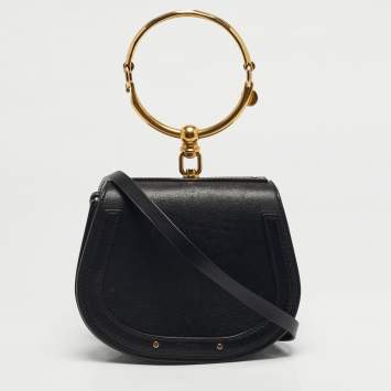 Pre Owned Chloé Black Leather Small Nile Bracelet Crossbody Bag