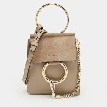 مملوكة مسبقًا Chloe Beige Leather and Suede Mini Faye Crossbody Bag
